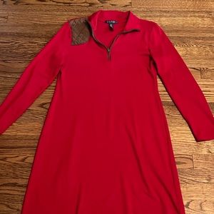 Red Lauren Ralph Lauren long sleeve dress with shooting patch Sz Large